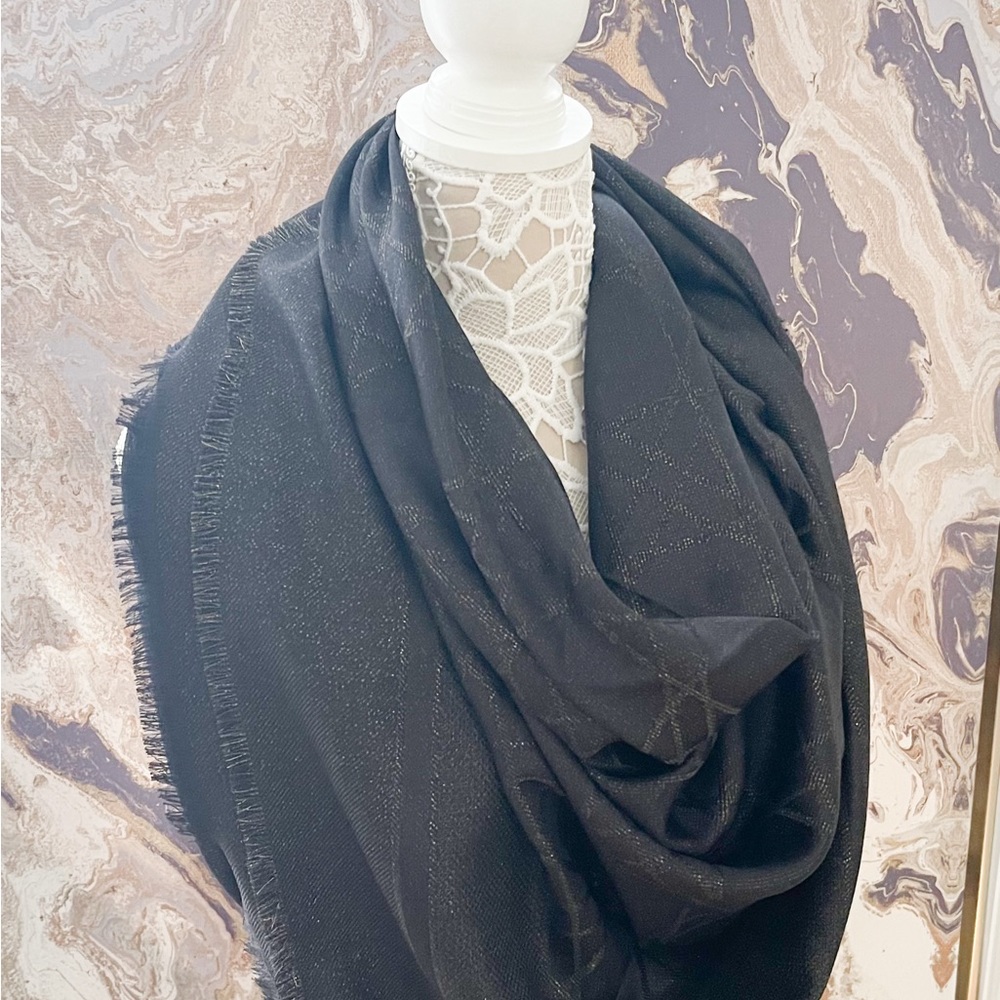 Christian Dior Cannage Metallic Shimmer Shawl Scarf Stole - Picture 3 of 16
